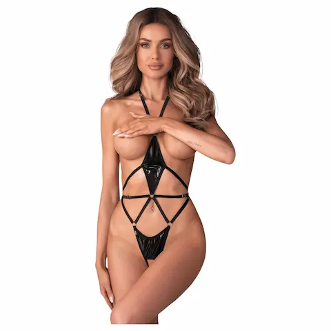 Obsessive Keira Lise – otevřený body s pásky – černá