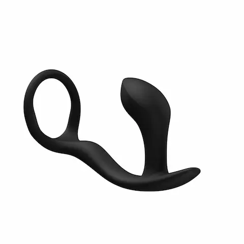 Fun Factory Bootie Ring Black, černý silikonový erekční kroužek s análním kolíkem