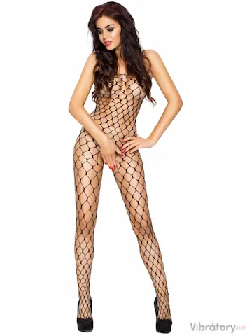 Síťovaný catsuit s otvorem v rozkroku Passion BS001