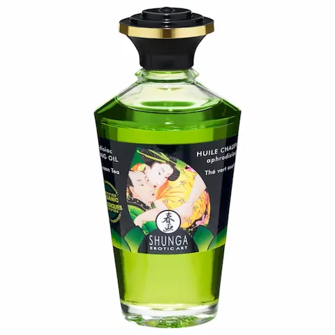 Shunga – masážní olej s hřejivým efektem – zelený čaj – 100 ml