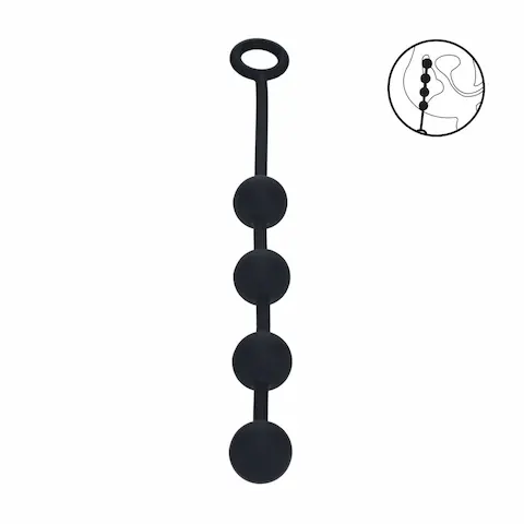 Levelz Round Silicone Anal Balls M, černé anální kuličky 33 x 3 cm