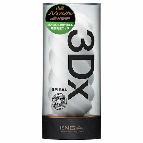 TENGA 3Dx Spiral – spirálový masturbátor se vzorem (bílý)