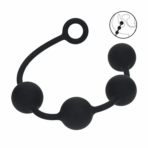 Levelz Round Silicone Anal Balls XL, černé anální kuličky 48 x 5 cm
