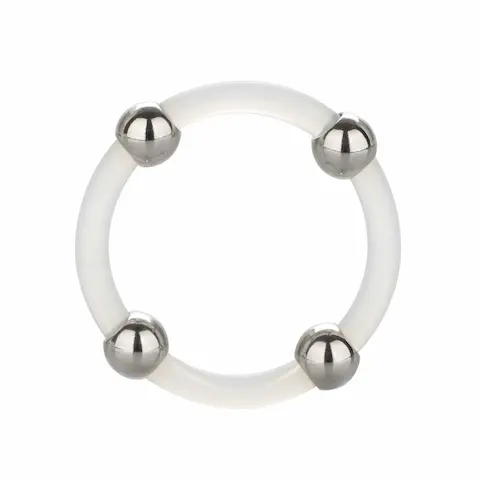 Kroužek na penis CalExotics Steel Beaded transparentní