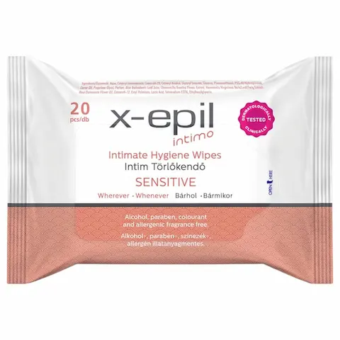 X-Epil Intimo Sensitive – intimní čistící ubrousky – 20 ks